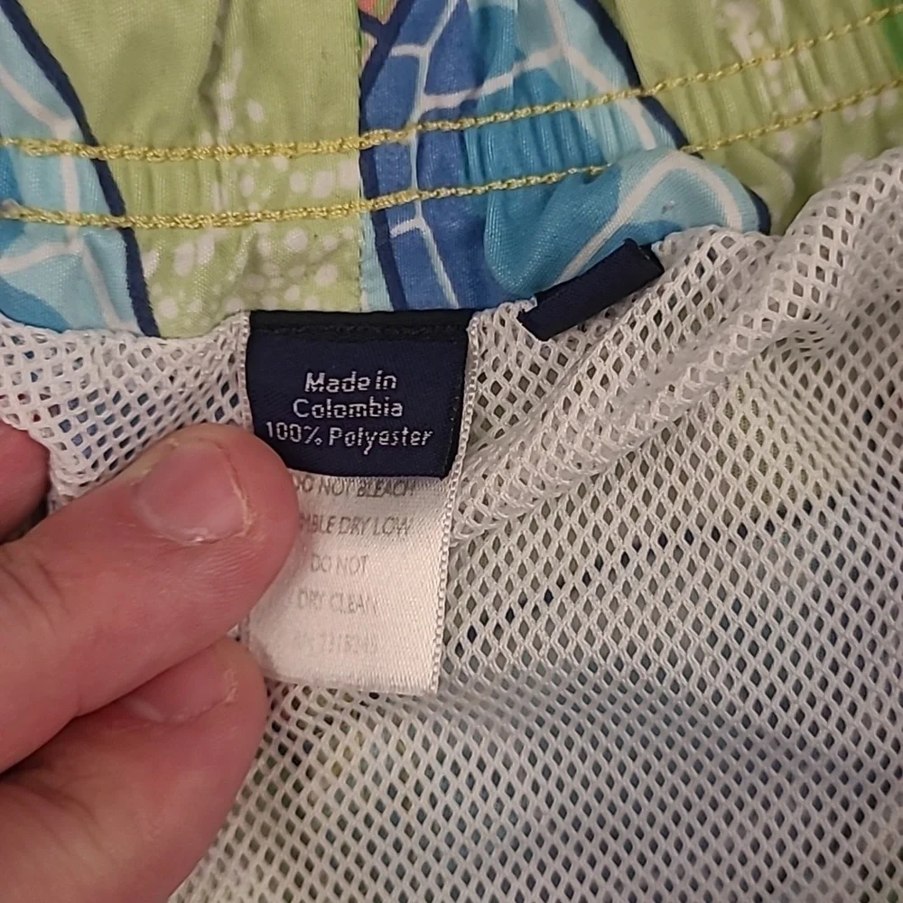 VINEYARD VINES‎ Green Blue Whimsical Turtles Pattern Mens XL Swim Trunks Shorts